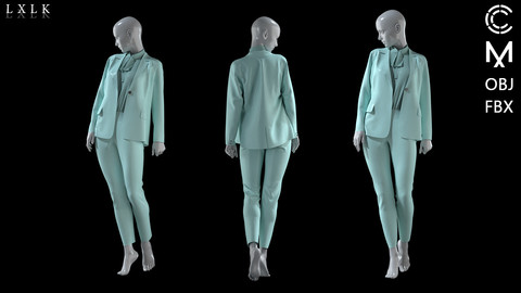 Mint bow blouse  suit