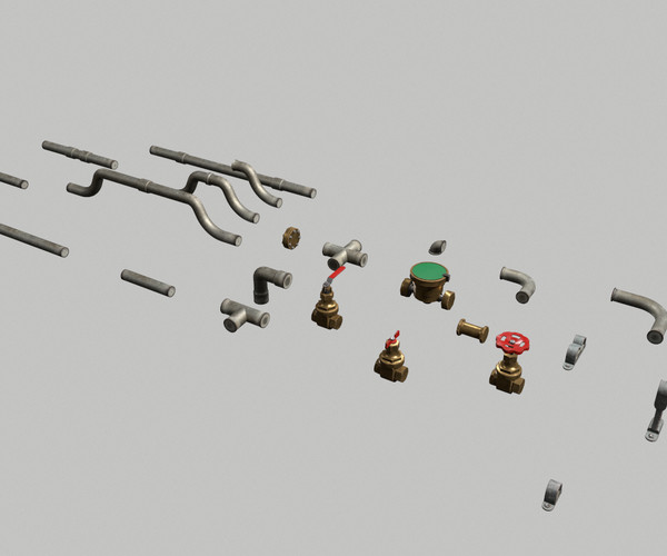ArtStation Metal Water Pipes Game Assets