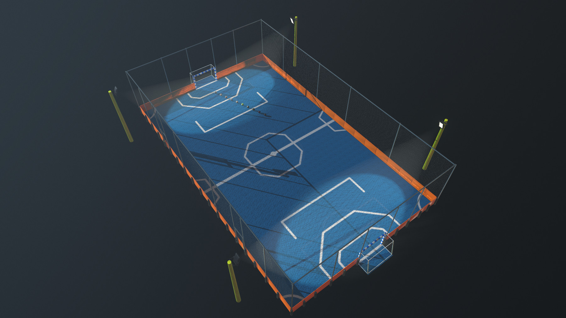 Security field. Soccer field 3d. Hockey field 3d.