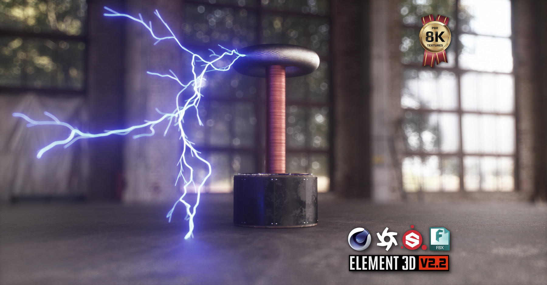 Tesla Coil 03 Lit 3D Model $39 - .obj .c4d .gltf .ma .max .upk