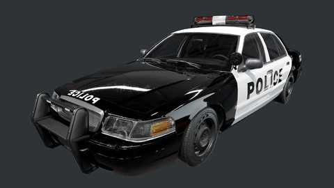 Vehicle Police Car Low Poly Game Ready (UE4 File included)