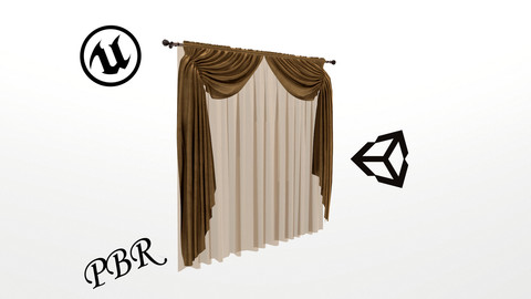 №805 Curtain  3D low poly models for game development and VR-projects