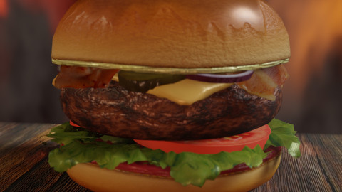 Low poly 3d model of hamburger