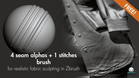 Seam alphas and stitch brush for sculpting clothes in Zbrush