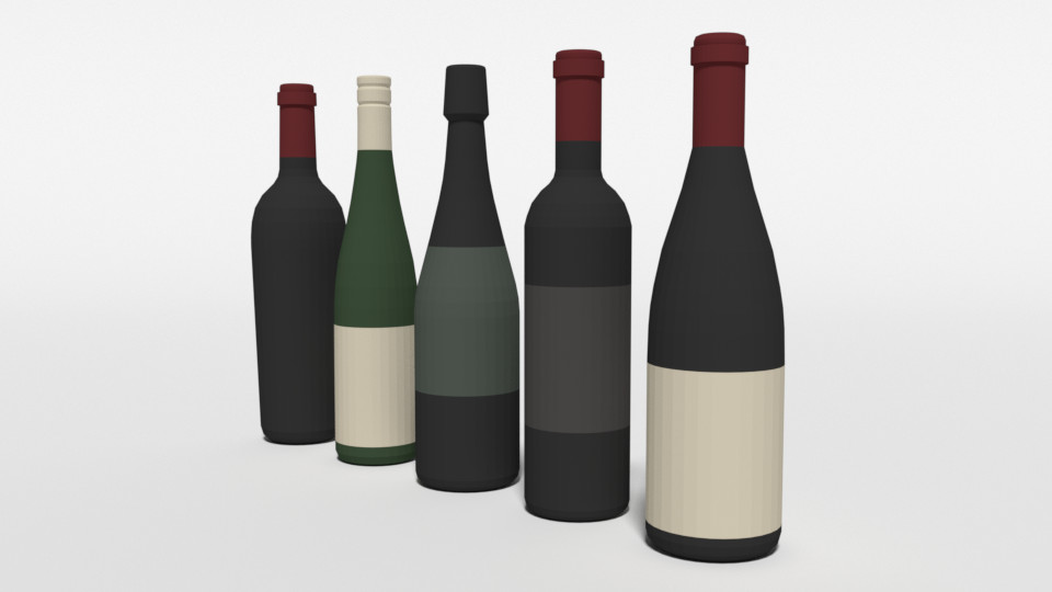 chroma 3D - Low Poly Cartoon Wine Bottles