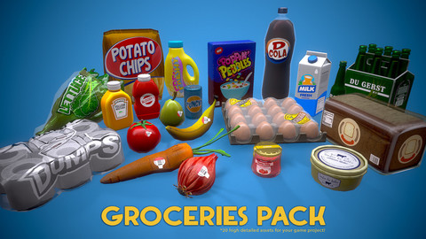 Groceries Pack! Low poly assets for your games!