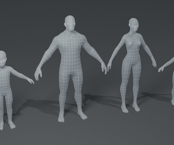 Veel Slang adverteren ArtStation - Human Body Base Mesh 3D Model Family Pack | Game Assets