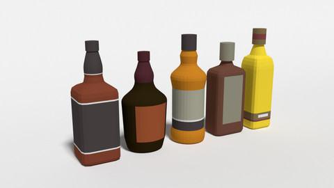 Low Poly Cartoon Whisky Bottles
