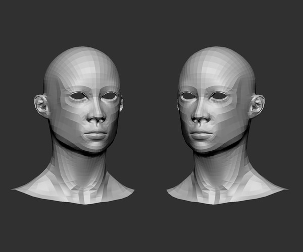 ArtStation - Female Head Base Mesh (low poly) | Resources