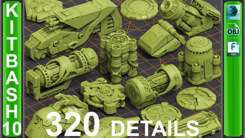 Mega Pack Sci-Fi Hard Surface KITBASH 320 DETAILS