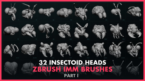 Alien Insectoid Heads – 32 IMM Brushes Part I