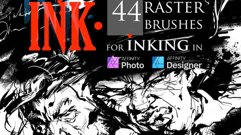 INK.• for Affinity Photo & Designer: 44 raster Brushes + Dehalftonizer macros