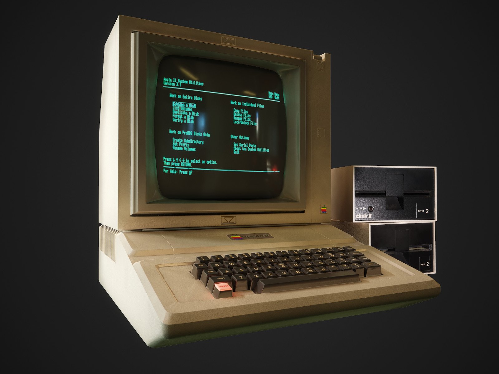 ArtStation - Apple II computer - PBR Game Ready model VR-AR Low-poly ...