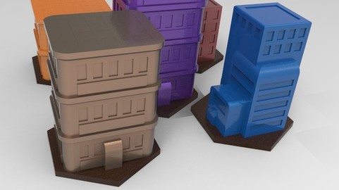 BattleTech 1.25" Hex Office Buildings (5)