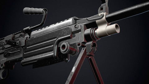 Semi Automatic Rifle FN M249S PARA Low-poly 3D model