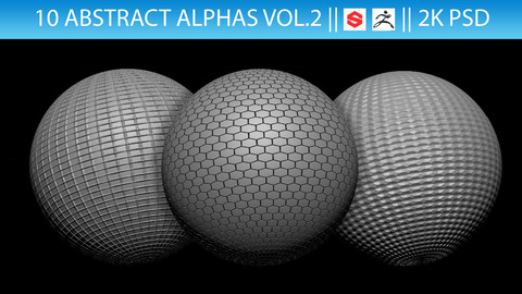 10 Abstract Alphas Vol.2 (ZBrush, Substance, 2K, PSD)