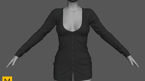 Cardigan dress - Marvelous designer (OBJ + ZPRJ)
