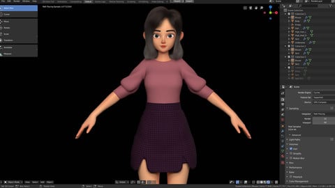 Amy Girl Style 4 - Stylized Character Model - Blender Cycles & Eevee - 4K Textures