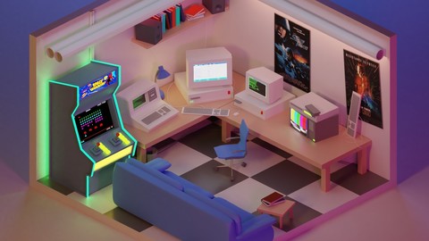 90's Retro Lowpoly Gaming Room