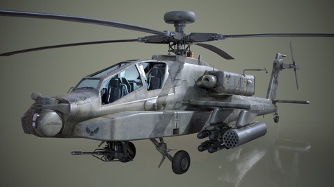 AH-64D Apache Longbow Helicopter - Low Poly