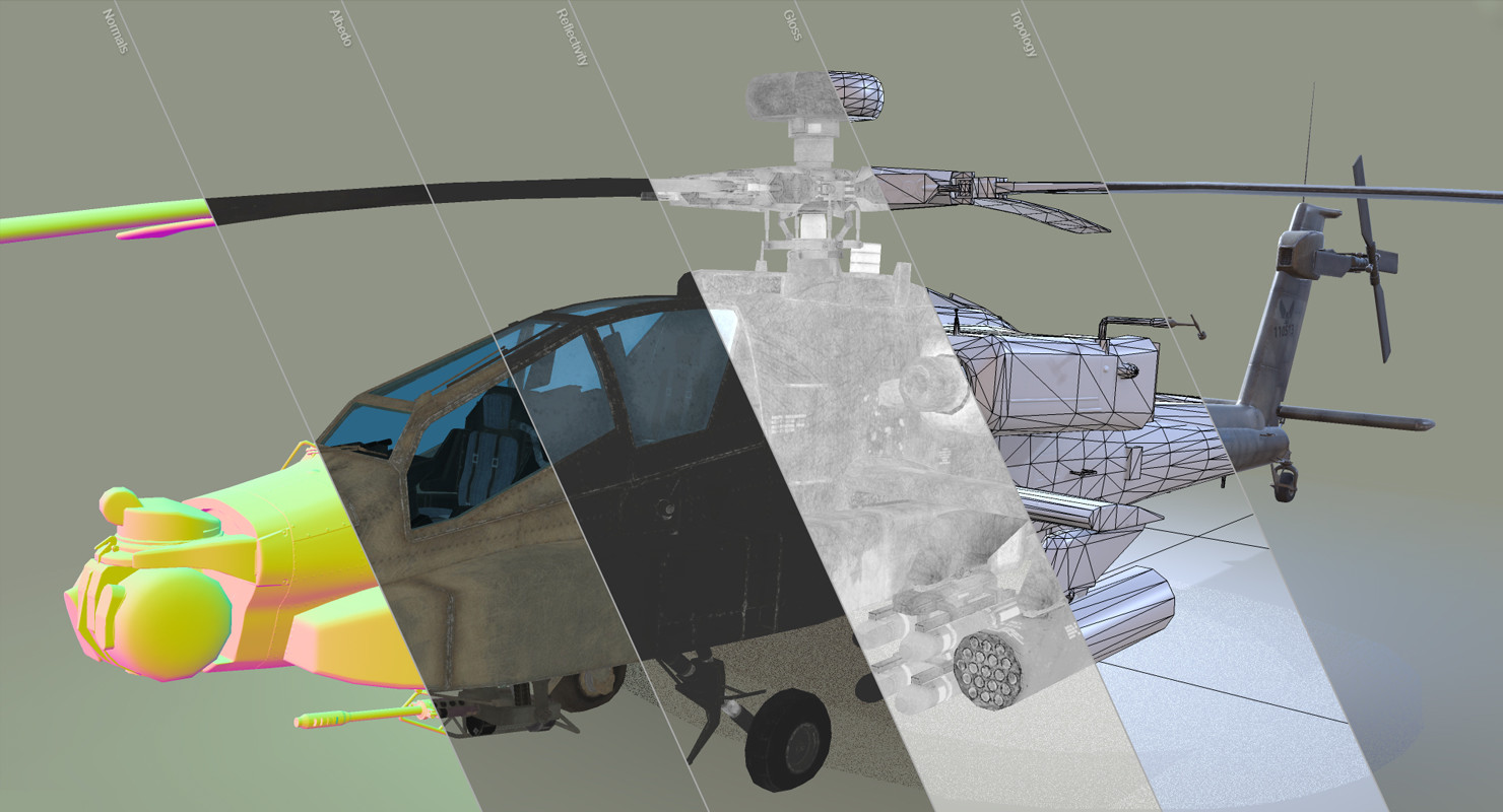 ArtStation AH64D Apache Longbow Helicopter Low Poly Game Assets
