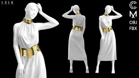 Greek themed White Golden  Dress