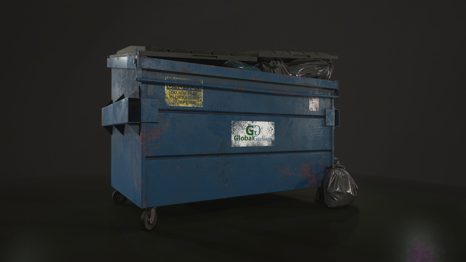 Garbage Dumpster with Bags 3D model