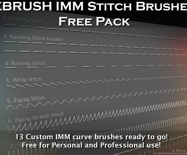 ArtStation Zbrush IMM Stitch Brushes Free Pack Brushes