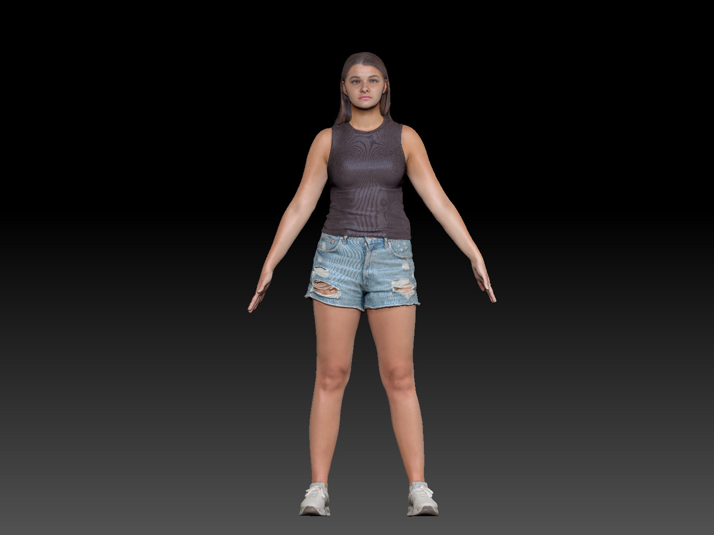 ArtStation - Pretty young woman in denim shorts in A-pose 160 | Resources