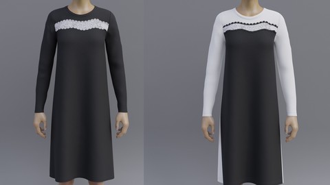 Sheath dress - 2 Different textures female dress 3D Model
