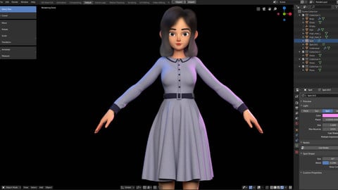 Amy Girl Style 7 - Stylized Character Model - Blender Cycles & Eevee - 4K Textures