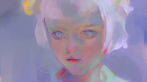 “Sketchy Girl” Full Painting Process Time-Lapse Video + Hi-res Image + My Brush-set