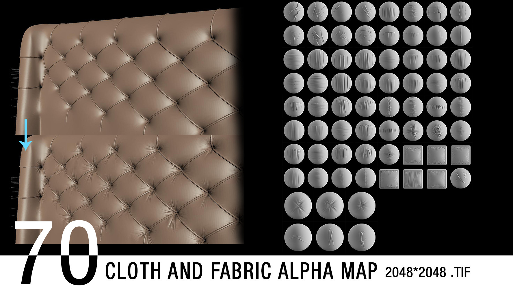 70 fabric wrinkle alpha brush (4K tiff 16bit)