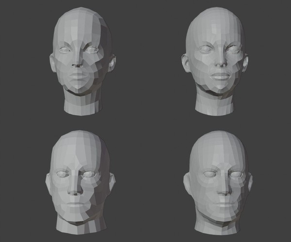 ArtStation - Human Heads Male Female Low-poly 3D Model | Game Assets