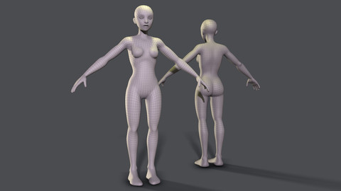Stylised Female Basemesh - Game Ready With UVs
