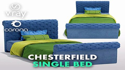 3D Assets : chesterfield single bed