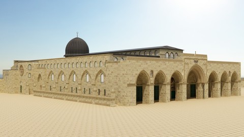 Al-Aqsa Mosque interior- exterior 3ds max vray model