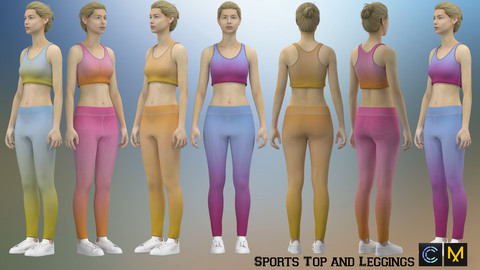 Sports Top and Leggings,Marvelous designer, Clo3d