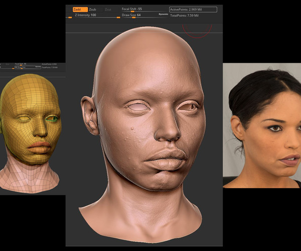 ArtStation - Jazzy (female) Head - 3d scanned & remeshed with texture ...