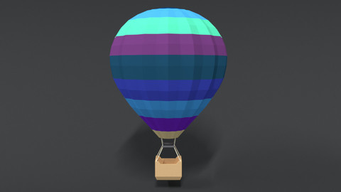 Low Poly Cartoon Hot Air Balloon