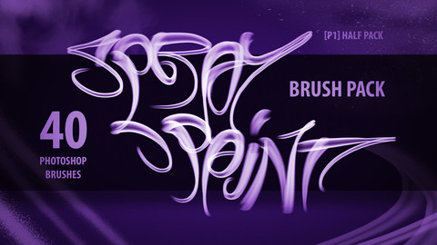 [P1] Half Spray Paint Brush Pack - Photoshop (40 Brushes)