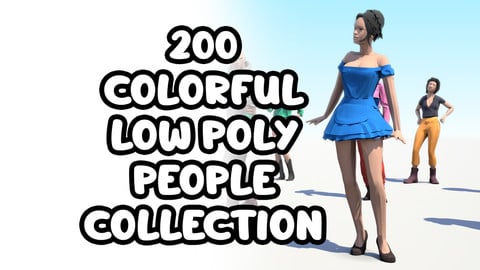200 Colorful Low Poly People Collection