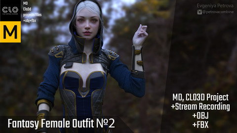 Marvelous Designer,Clo3d project+ STREAM RECORDING 5x SPEED. Female fantasy outfit №2