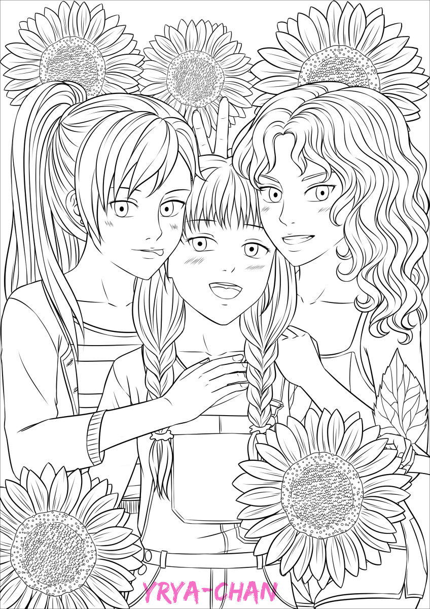 ArtStation - Flower Girls (Coloring Pages) | Books & Comics