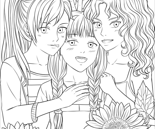 ArtStation - Flower Girls (Coloring Pages) | Books & Comics