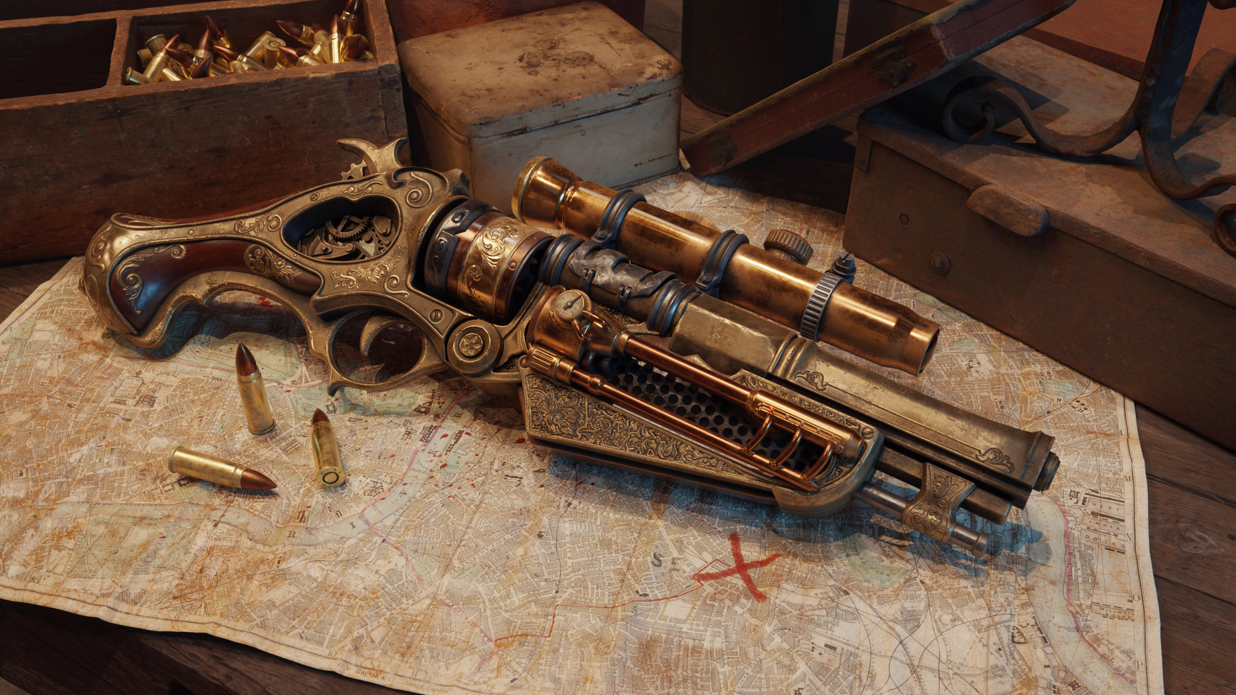 ArtStation - Steampunk Gun - Queen's Tender | Game Assets