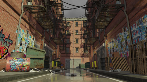New York Alleyway Assets (FBX, Blend)
