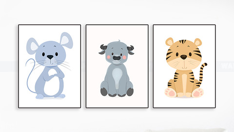 50+ Cute Nursery Animal Portraits