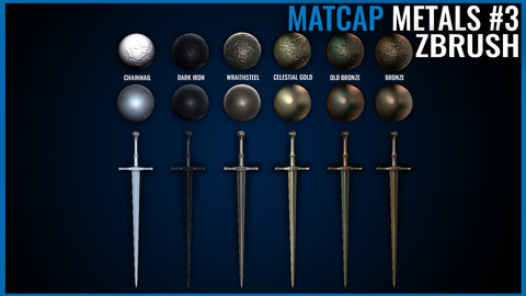 Metal Matcap Pack - Zbrush Matcaps 3