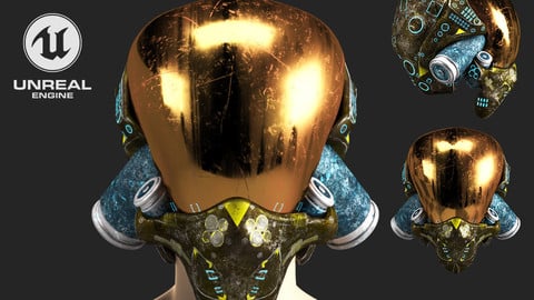 SCIFI HELMET 05 - 3D Asset Game Model PBR Mid-poly 3D Model